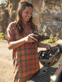 Plaiditude Short Sleeve Shirt Dress